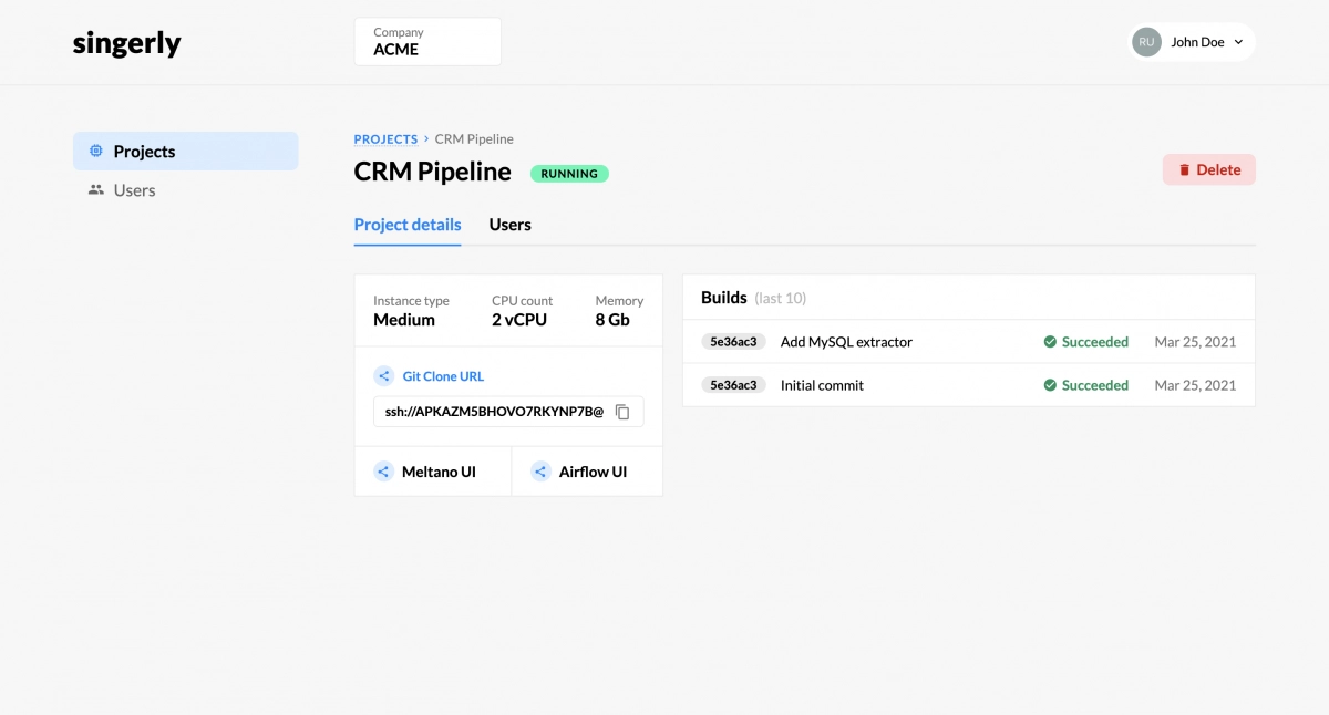 Singerly - hosting platform for Meltano and Airflow